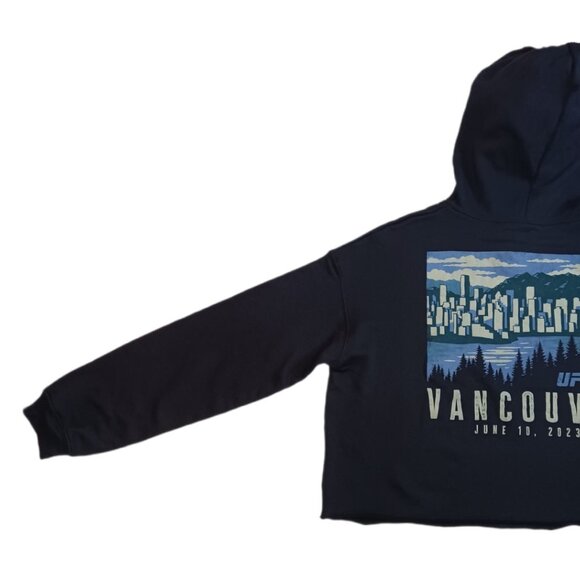 UFC Vancouver June 2023 Womens XL Cropped Hoodie Black Long Sleeve Drawstring - Picture 7 of 7